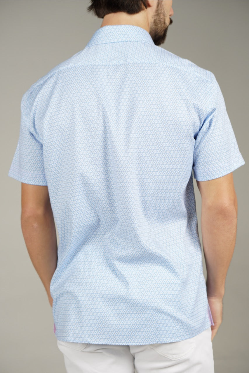 #color_Baby Blue Flower Print with Pink Trim