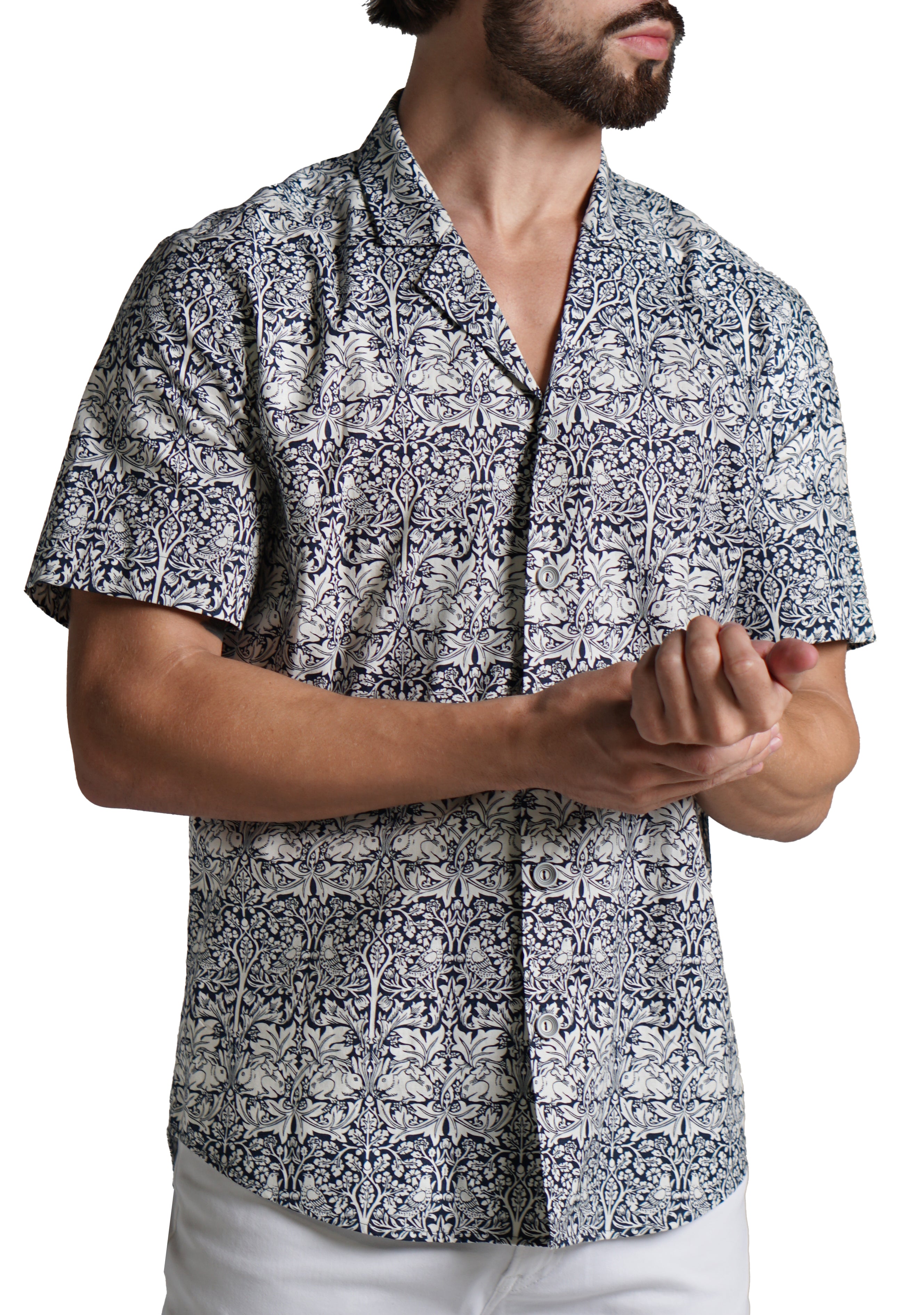 #color_Midnight Blue Forest with White Doves & Rabbits