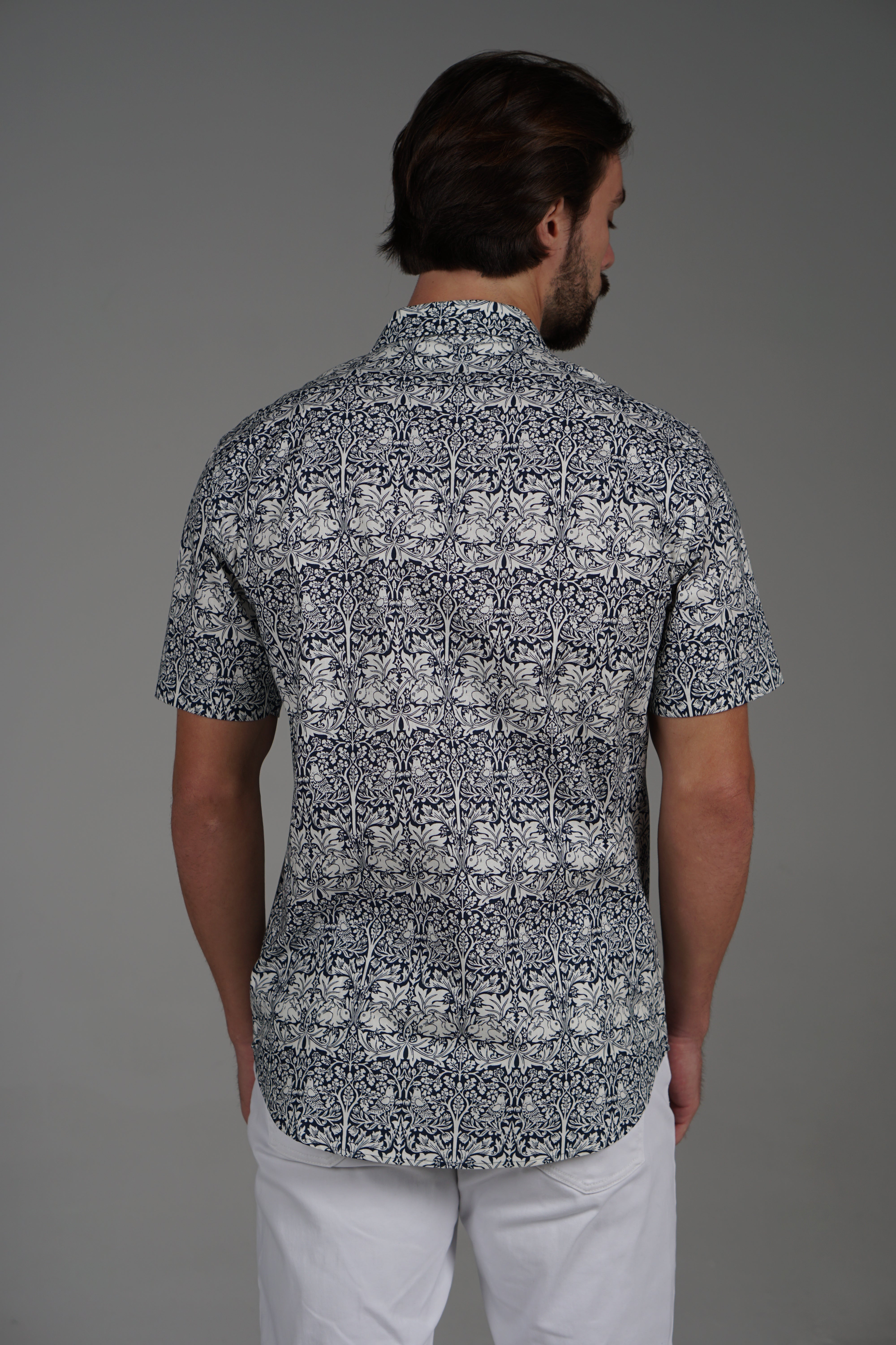 #color_Midnight Blue Forest with White Doves & Rabbits