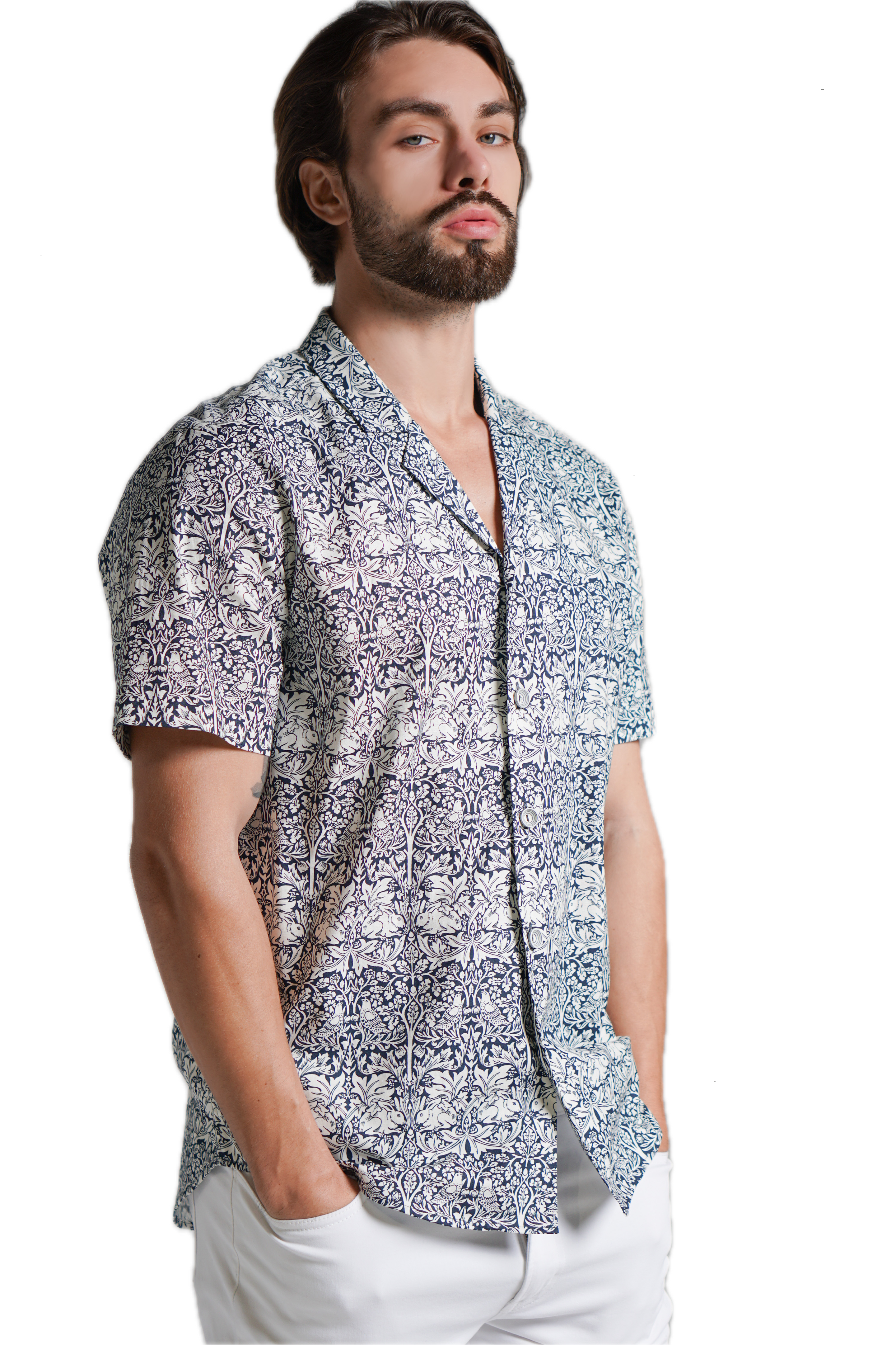 #color_Midnight Blue Forest with White Doves & Rabbits