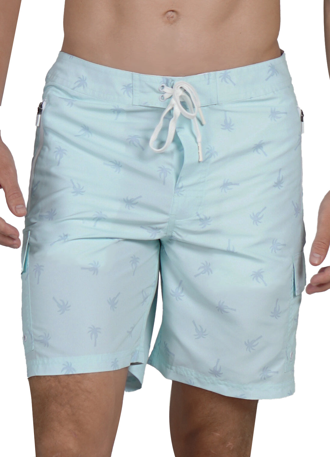 #color_Pastel Green with Blue Palm Tree