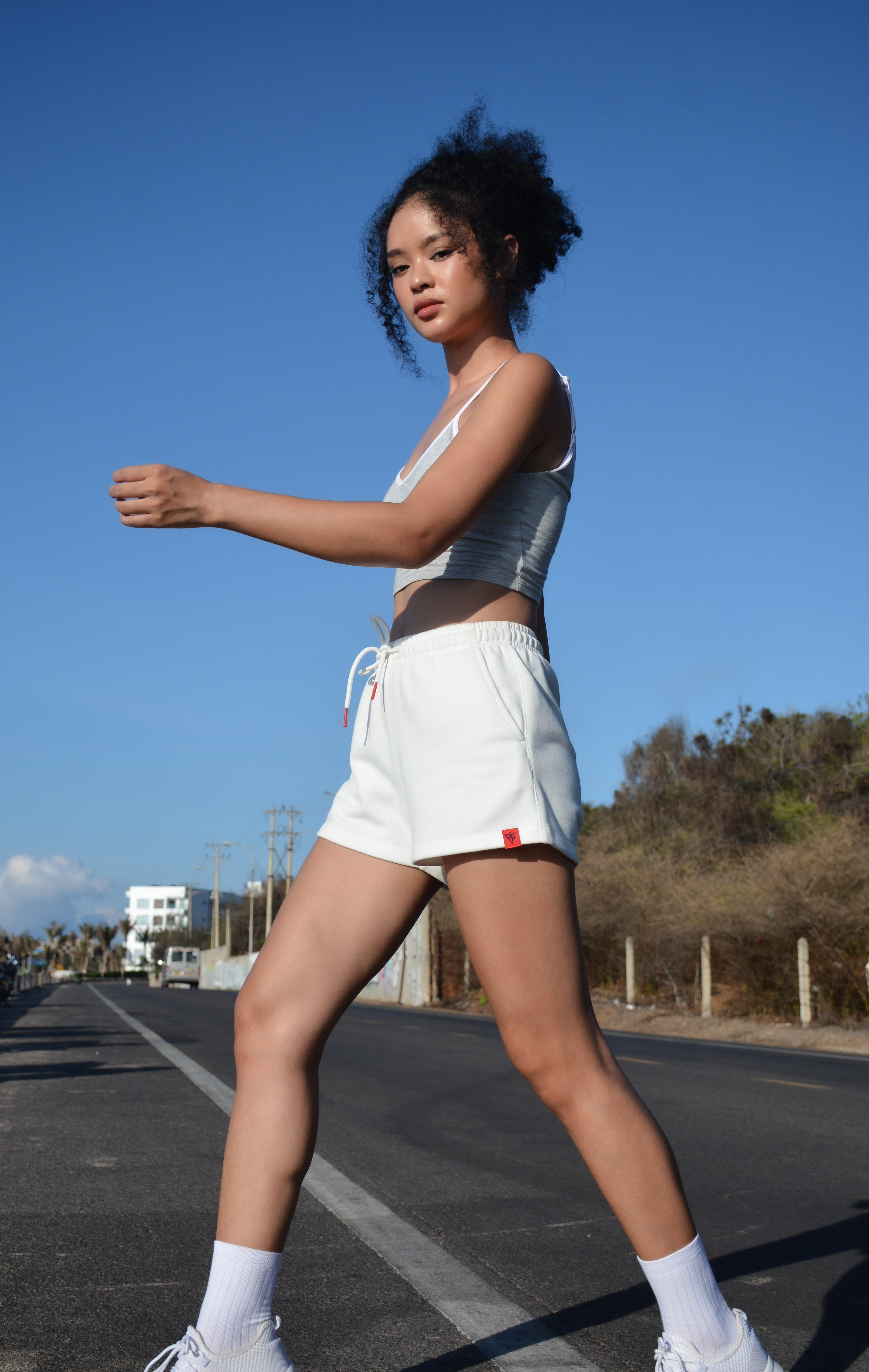 Women's White French Terry Shorts