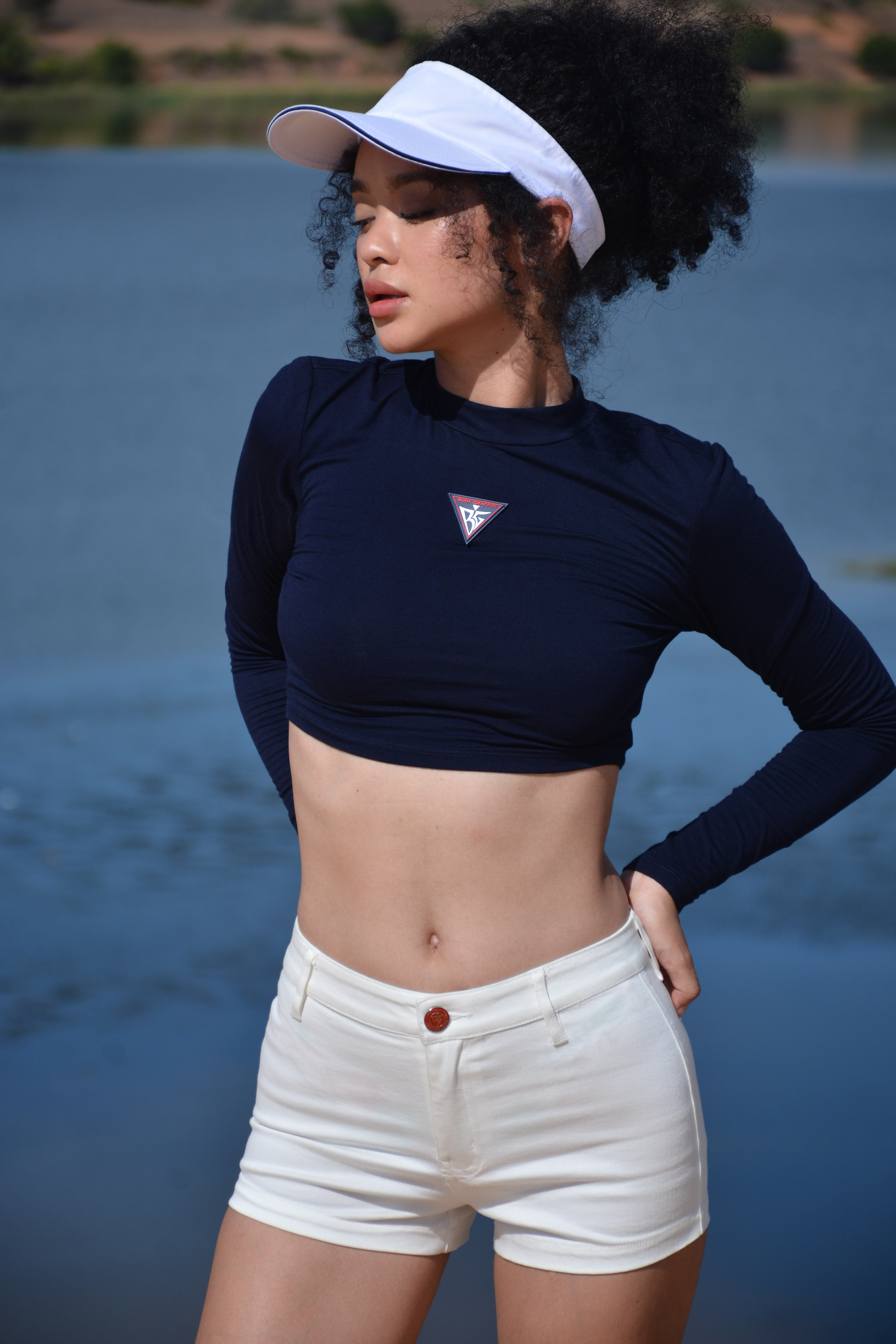 Women's Long Sleeve Crop-top (Emblem)