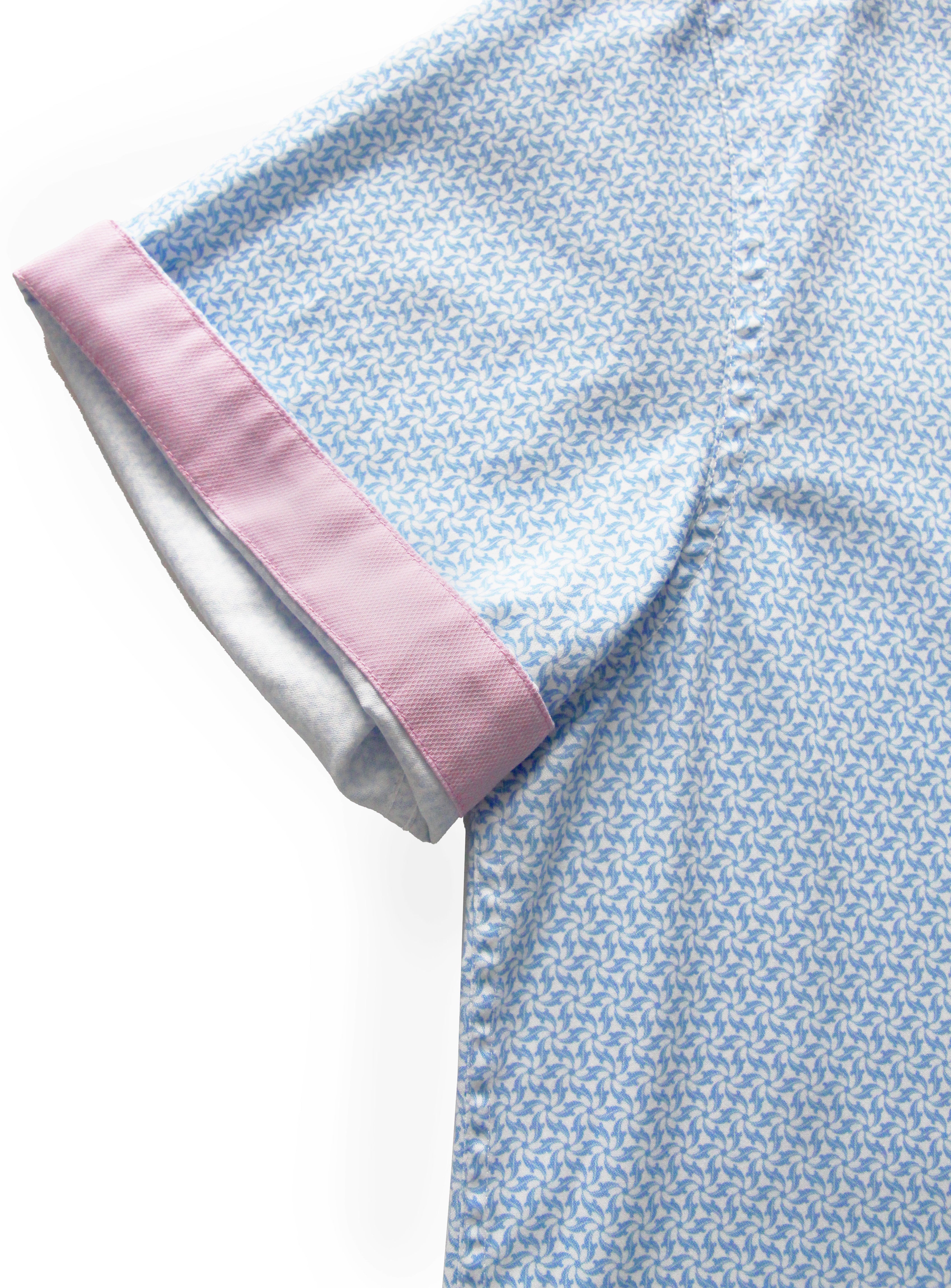 #color_Baby Blue Flower Print with Pink Trim