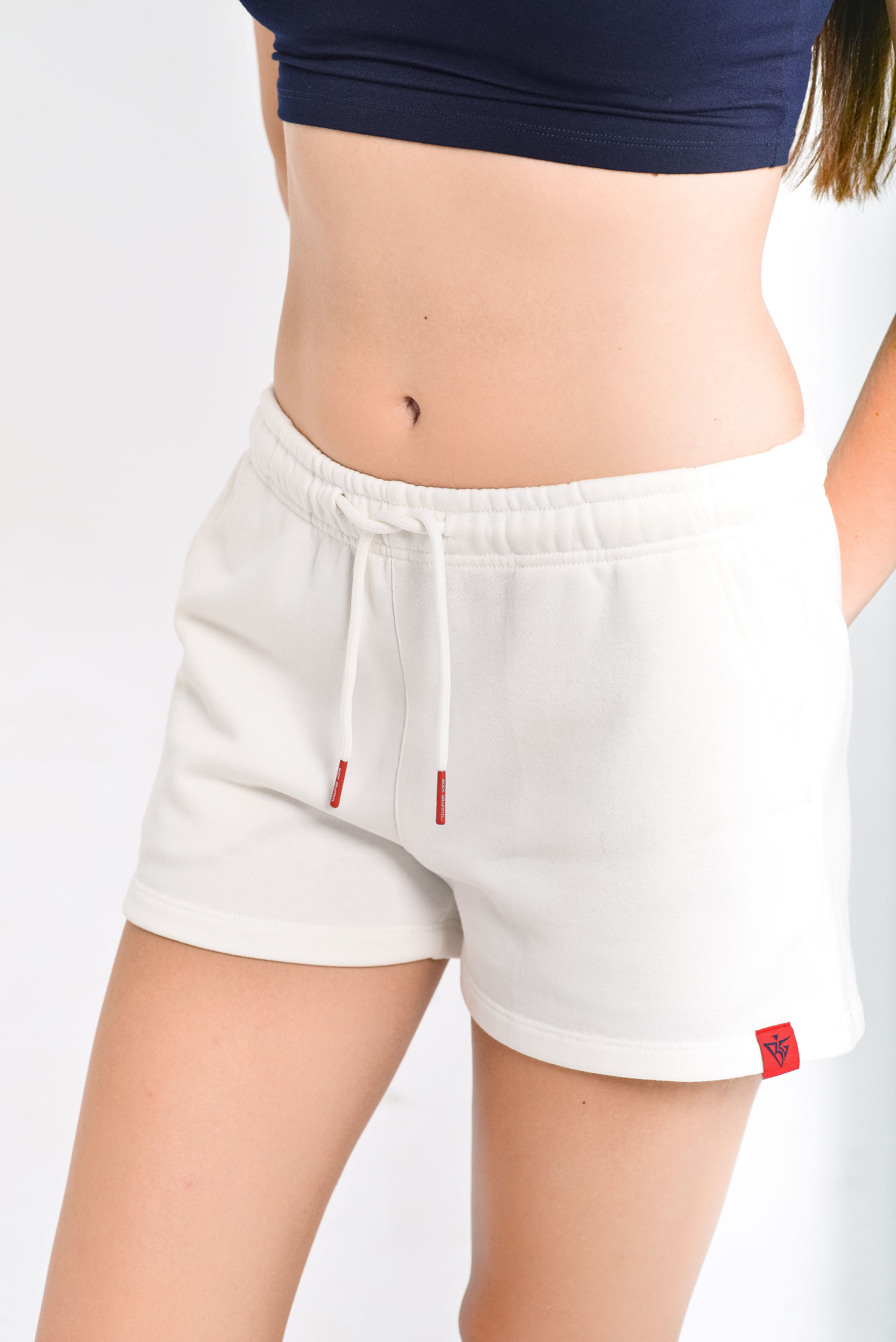 Women's White French Terry Shorts