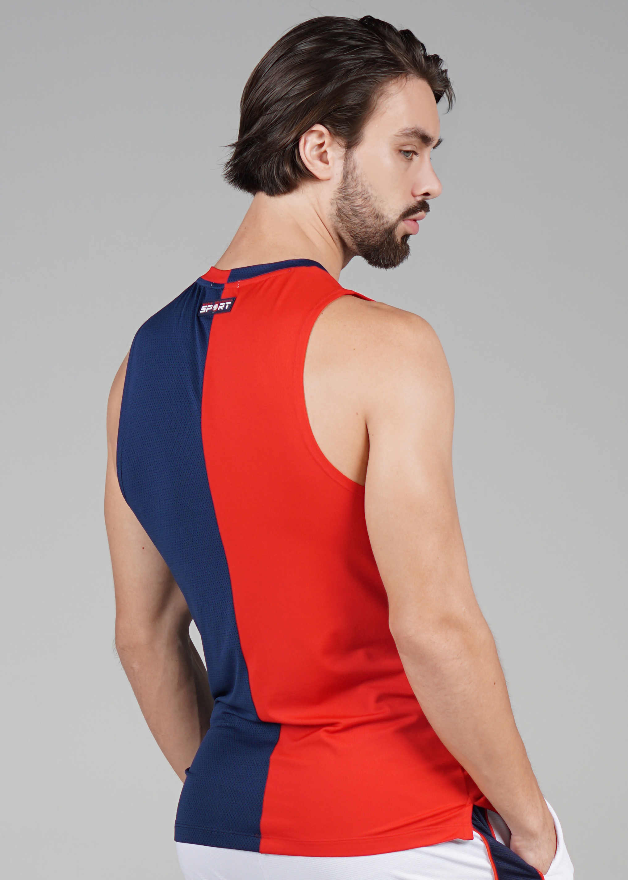 Men's Two Tone Sleeveless Sports Shirt Contrast
