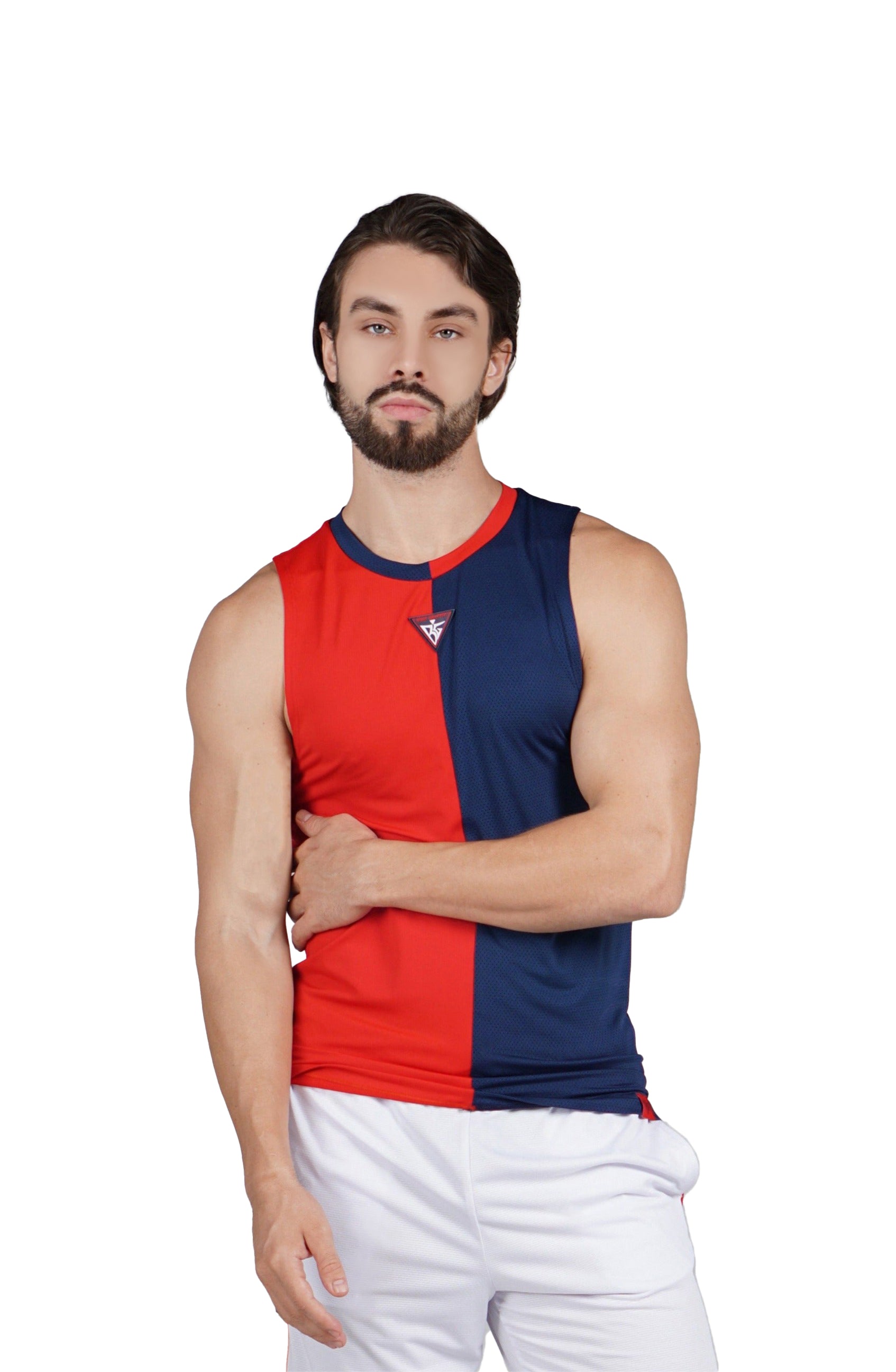 Men's Two Tone Sleeveless Sports Shirt Contrast