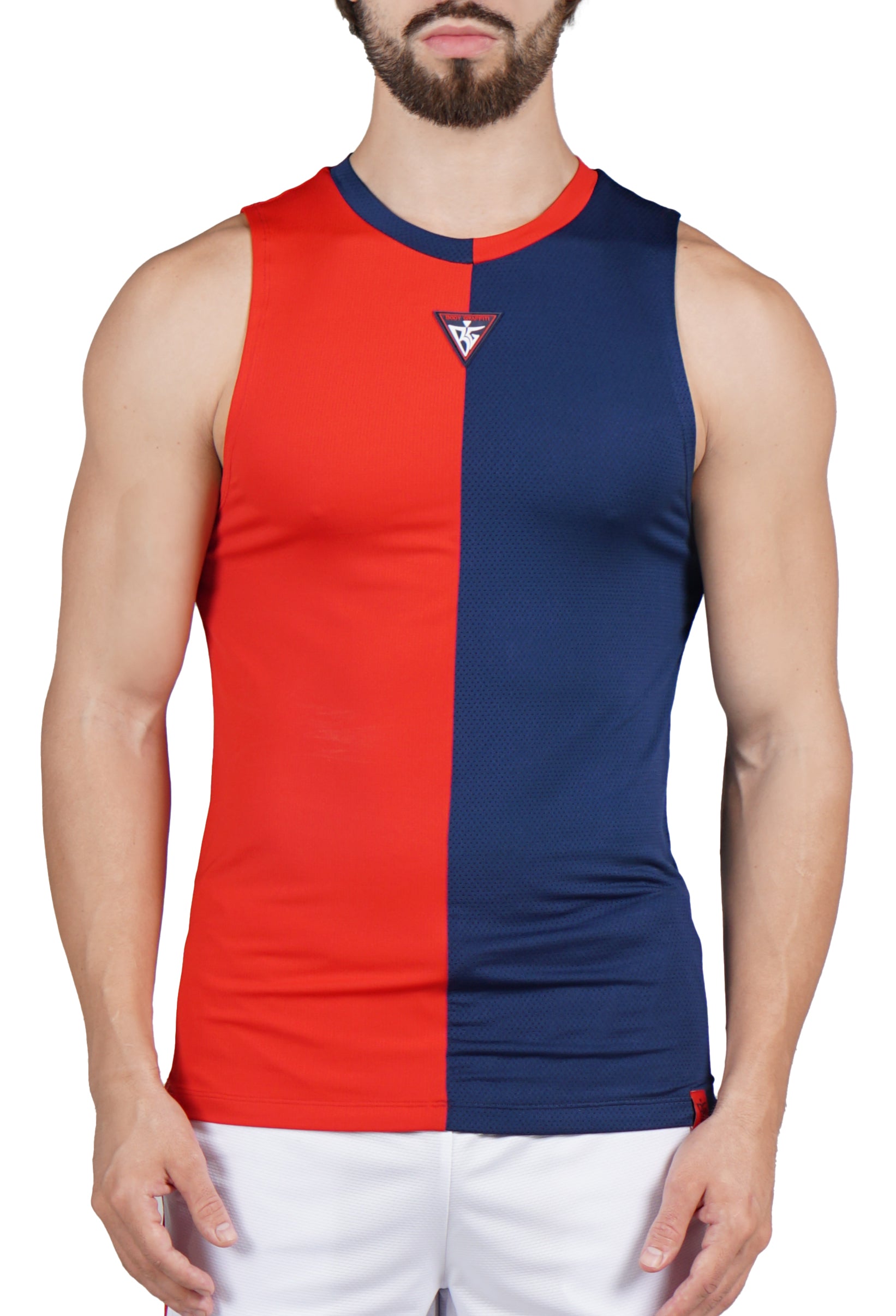 Men's Two Tone Sleeveless Sports Shirt Contrast