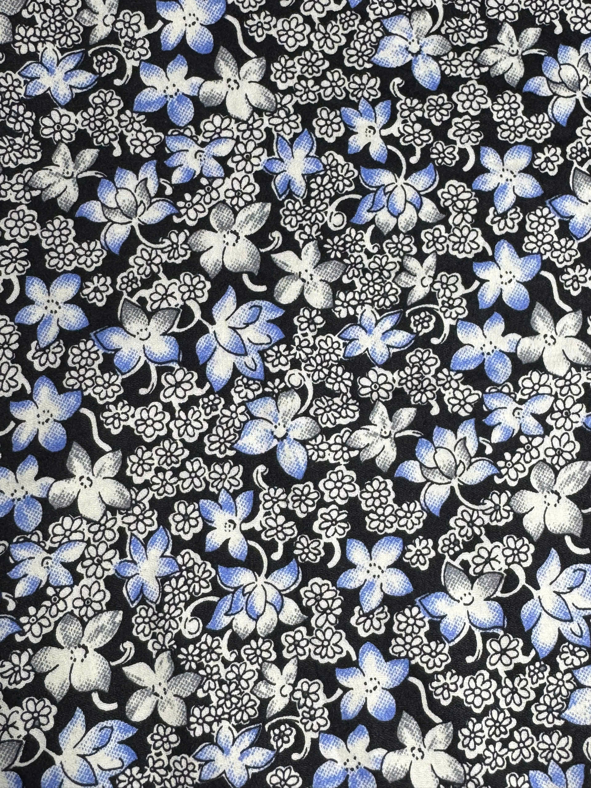#color_Royal Blue Flower Print with Baby Blue Trim